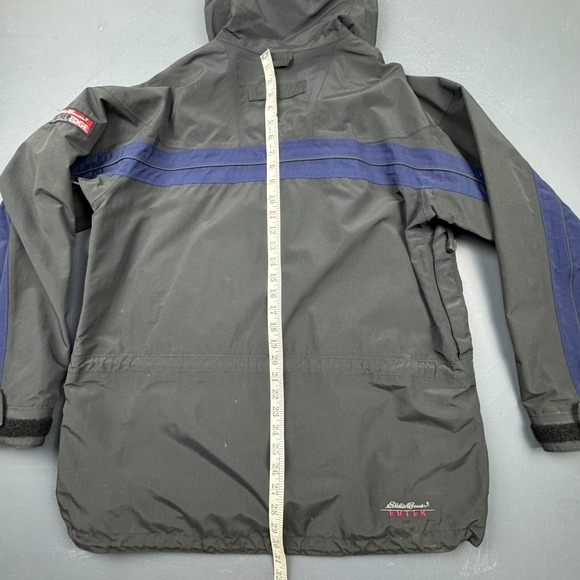 Eddie Bauer EBTEK WeatherEdge Jacket Men's Medium Black Blue Hooded Ski Parka - Picture 6 of 9